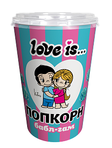 Попкорн карамелизированный Love is... со вкусом бабл-гам в стакане