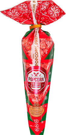 Попкорн Royal Premium "Земляника со сливками" с белой глазурью "Зебра" 