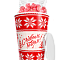 Карамелизированный попкорн "Клубника со сливками" в красном новогоднем стакане