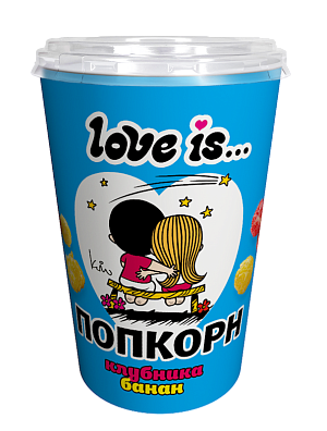 Попкорн карамелизированный Love is... со вкусом клубника банан в стакане